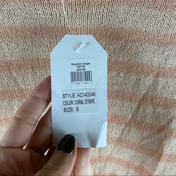 Sadie & Sage Boutique Sherbert Striped Semi Sheer Sweater Top Blouse Small (NWT) - Picture 5 of 9